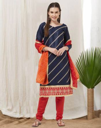 If Those Readymade Suit Does Not Lend You The Desired Comfort Than Grab This Dress Material Fabricated On Cotton Paired With Bandhani Chiffon Dupatta. Get This Stitched As Per Your Desired Fit And Comfort. 