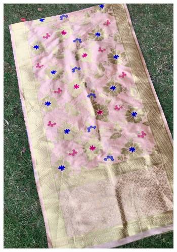 For A Proper Traditional Look, Pair Up Your Simple Attire With This Trendy Banarasi Art Silk Fabricated Dupatta. It Is Beautified With Weave All Over. Also It Is Light In Weight And Easy To Carry All Day Long