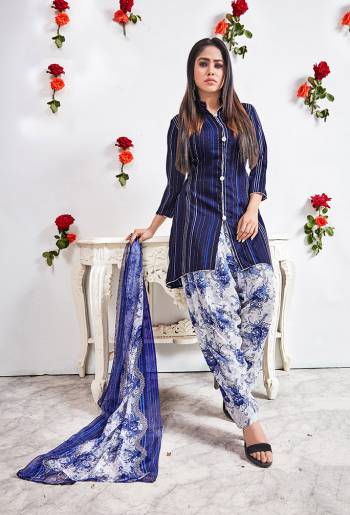 If Those Readymade Suit Does Not Lend You Thr Desired Comfort Than Grab This Pretty Dress Material And Get This Stitched As Per Your Desired Fit And Comfort. This Dress Material Is Fabricated On Crepe Paired With Chiffon Dupatta. Buy This Now.