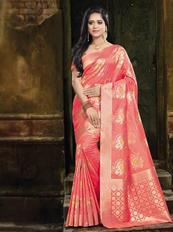 This Festive Season, Grab This Designer Silk Based Saree Which Gives A Rich Look To Your Personality. This Saree And Blouse Are Fabricated On Art Silk Beautified With Heavy Weave All Over The Saree. Buy Now.