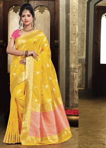 If You Have An Eye For Intricate Designs, Than Grab This Designer Silk Based Saree. This Saree And Blouse Are Fabricated On Art Silk Beautified With Intricate Weave All Over It. It Is Durable And Easy To Care For. 