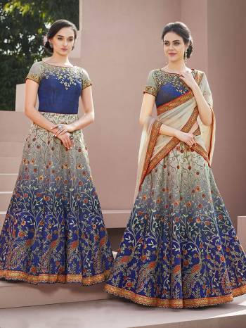 New And Unique Pattenered Designer Lehenga Choli Is Here For The Upcoming Wedding Season. This Lehenga Choli Is Fabricated On Satin Silk Paired With Chiffon Silk Dupatta. It Is Beautified With Digital Prints And Stone Work .