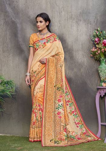 Adorn A Rich And Elegant Look Wearing This Pretty Silk Based Saree. This Saree And Blouse Are Fabricated On Tussar Art Silk Beautified With Prints All Over. This Saree Is Light In Weight And Easy To Carry All Day Long. 