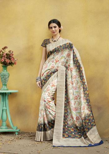 Grab This Beautiful Designer Silk Based Saree For The Upcoming Festive Season. This Saree And Blouse Are Fabricated On Tussar Art Silk Beautified With Prints All Over It. Buy Now.