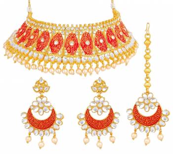 Grab This Heavy Necklace Set For The Upcoming Wedding Season. Pair This Up With Your Heavy Ethnic Attire In Same Or Any Contrasting Color. 