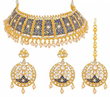 Grab This Heavy Necklace Set For The Upcoming Wedding Season. Pair This Up With Your Heavy Ethnic Attire In Same Or Any Contrasting Color. 