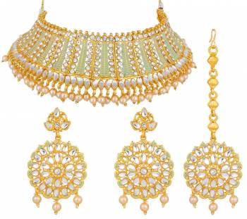 Grab This Heavy Necklace Set For The Upcoming Wedding Season. Pair This Up With Your Heavy Ethnic Attire In Same Or Any Contrasting Color. 