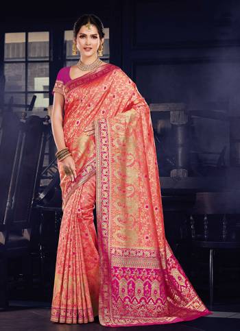 For A Rich And Elegant Look In Traditionals. Grab This Designer Silk Based Saree Paired With art Silk Fabricated Blouse. It Is Beautified With Heavy Weave all Over, And Its  Fabric And Color Pallete Gives A Rich Look To Your Personality. 