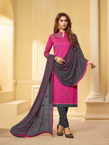 If Those Readymade Suit Does Not Lend You The Desired Comfort, Than Grab This Dress Material and Get This Stitched As Per Your Desired Fit And Comfort. This Dress Material Is Cotton Based Paired With Chiffon Fabricated Dupatta. Buy Now.