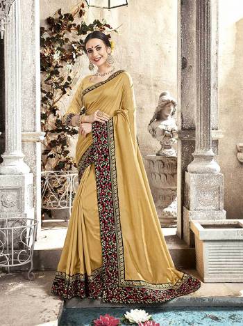 Simple And Elegant Looking Deisgner Saree Is Here In Beige Color Paired With Beige Colored Blouse. This Saree And Blouse Are Silk based Beautified With Embroidered Lace Boder.