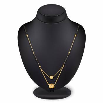 Grab This Pretty Simple Mangalsutra For Your Daily Wear In Golden?Color Beautified With Diamonds. This Mangalsutra Can Be Paired With Any Attire. Buy Now