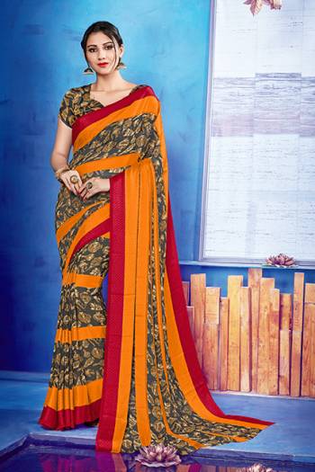 Look Pretty In this Simple Casual Wear Saree Fabricated On Georgette Beautified With Satin Fabricated Blouse. It Is Beautiufied With Printed Satin Patta. Also It Is Light In Weight And Comfortable To Carry Which Is Perfect For Summer. Buy Now.