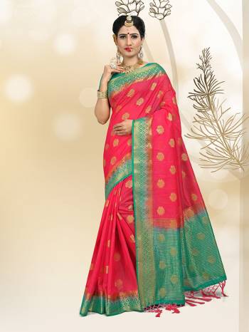 Flaunt Your Rich And Elegant Taste In Royal Looking Silk Based Saree. This Saree And Blouse Are Fabricated On Rich Linen Silk Fabric Which Will Defintely Earn You Lots Of Compliments From Onlookers. Buy Now.