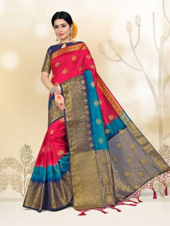 Add This Pretty Saree For your Semi-Casual Wear With Weave All Over. This Saree And Blouse Are Fabricated On Nylon Silk Which Ensures Superb Comfort All Day Long.