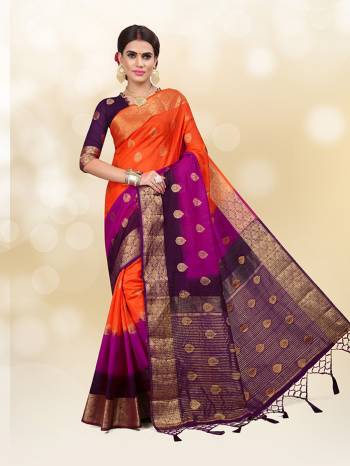 Flaunt Your Rich And Elegant Taste In Royal Looking Silk Based Saree. This Saree And Blouse Are Fabricated On Rich Linen Silk Fabric Which Will Defintely Earn You Lots Of Compliments From Onlookers. Buy Now.