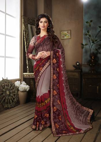 Grab This Beautiful Saree For The Summers. This Saree And Blouse are Georgette Based Beautified With Prints All Over. This Weightless Fabric Is Easy To carry All Day Long. 