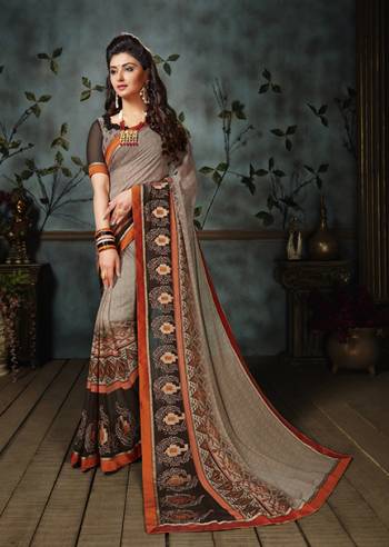 Add Some Casuals With This Pretty Georgette Based Saree Beautified With Prints. It Is Light In Weight As It Is Weightless Fabric Which Also Perfect For Summer. Buy Now.