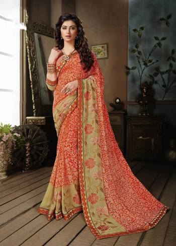 Add Some Casuals With This Pretty Georgette Based Saree Beautified With Prints. It Is Light In Weight As It Is Weightless Fabric Which Also Perfect For Summer. Buy Now.