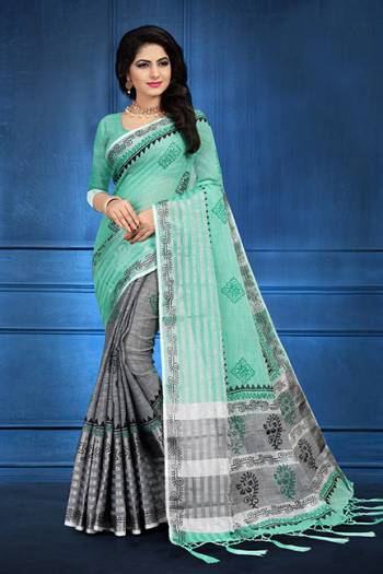 Grab This Pretty Printed Saree For Your Semi-Casuals. This Saree?And Blouse Are Fabricated On Linen Beautified With Flaoral Prints All Over It, This Saree Is Light In Weight And Easy To Carry All Day Long