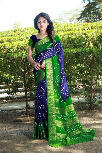 Add Some Casuals With This Beautiful Cotton Based Saree. This Saree And Blouse Are Fabricated On Art Cotton Beautified With Pretty Bandhani Prints All Over. Buy This Pretty Saree Now.