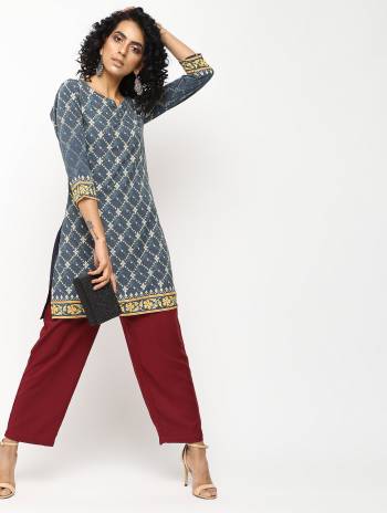 Beat The Heat This Summer With These Trending Short Kurtis. This Pretty Kurti Is Fabricated On American Crepe Which Is Light Weight And Soft Towards Skin, Also It Is Available In All Regular Sizes And Suitable For All Age Group. 