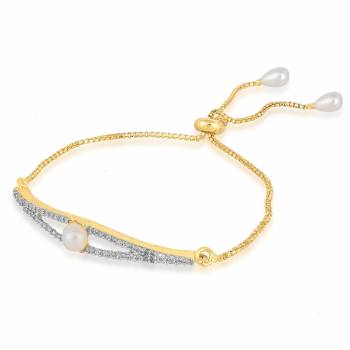 Give An Elegant Look To Your Wrist Wearing This Designer Bracelet In Golden Color Beautified With Attractive Diamond Work. This Bracelet Can Be Paired With Any Colored And Type Of Attire, Buy Now.