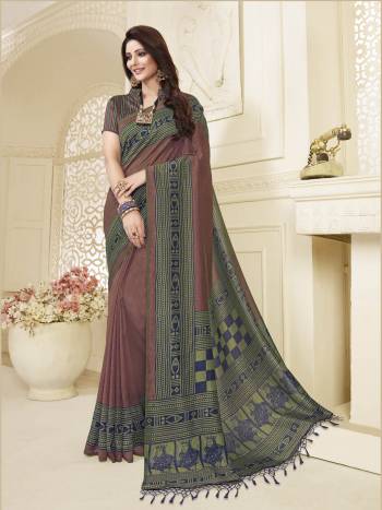 Most Demanding And Tending Color Is Here With This Pretty Saree In Dusty Pink Color. This Saree And Blouse are Silk Beautified With Broad Border Prints All Over. It Is Light In Weight And Also Easy To Carry All Day Long. 