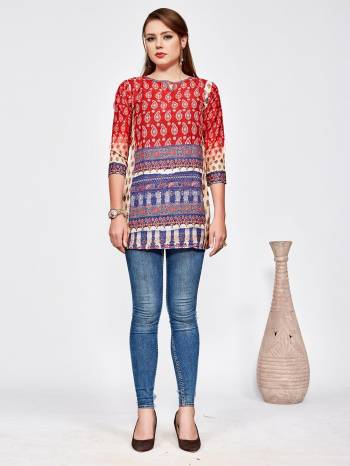 Get These Amazing Printed Tops For This Summer Which can Be Beautifully Paired With Denim Or Pants. This Pretty Top Is Fabricated On Muslin Beautified With Prints All Over. It Is Light In Weight And Easy To Carry All Day Long. 