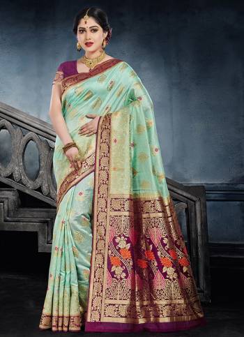 Look Pretty In This Designer Silk Based Saree Beautified With Heavy Weave All Over. Its Rich Fabric And Attractive Weabe Will Earn You Lots Of Compliments From Onlookers.