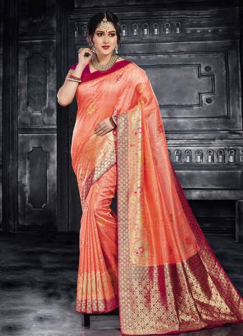 Grab This Beautiful Designer Silk Based Saree Which Gives A Rich?Look To Your Personality. This Saree Is Fabricated On Moonga Art Silk Beautified With Attractive Weave.