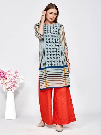 Beat The Heat This Summer With These Trending Printed Kurtis. This Pretty Kurti Is Fabricated On Georgette Which Is Light Weight And Soft Towards Skin, Also It Is Available In All Regular Sizes And Suitable For All Age Group