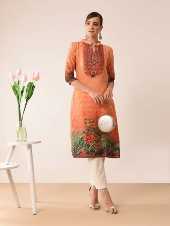 For Your Semi-Casuals, Grab This Readymade Printed Kurti Fabricated On French Crepe. This Kurti Is Light In Weight And Perfect For Summers. It Can Be Paired With Leggings, Plazzo Or Pants As Per Your Comfort.