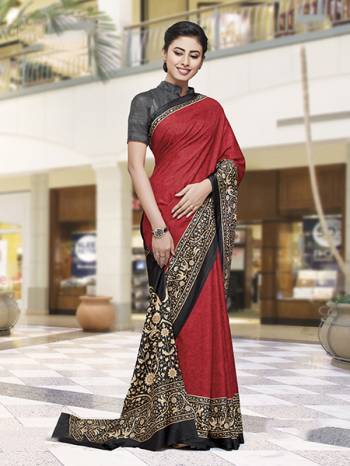 Here Is Very Pretty Printed Saree Fabricated On Faux Georgette Paired With Running Blouse, This Pretty Formal Printed Saree Is Best Suitable For Your Work Place As It Is Light Weight And Esnures Superb Comfort All Day Long. Also It Can Be Used As Uniform At Different Places Like Airports, Hospitals And Hotels. Buy Now.