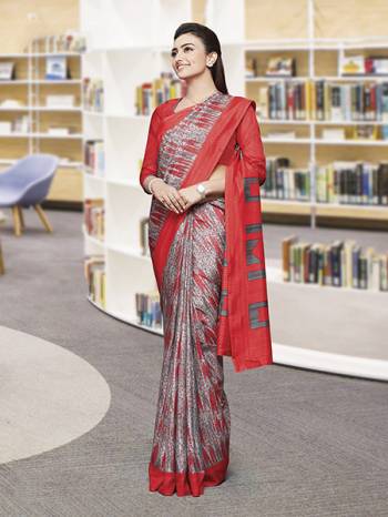 Comfort Is The First Priority When You Go To Your Work Place. So Keeping Your Comfort In Mind This Printed Saree Is Designed As A Uniform For Your Work Place. This Saree And Blouse are Fabricated On Faux Georgette Beautified With Prints Which Is Also Light In Weight And Easy To Carry All Day Long. 