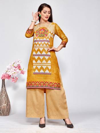 For Your Semi-Casuals, Grab This Readymade Printed Kurti Fabricated On Linen. This Kurti Is Light In Weight And Perfect For Summers. It Can Be Paired With Leggings, Plazzo Or Pants As Per Your Comfort.