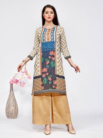 For Your Semi-Casuals, Grab This Readymade Printed Kurti Fabricated On Linen. This Kurti Is Light In Weight And Perfect For Summers. It Can Be Paired With Leggings, Plazzo Or Pants As Per Your Comfort.