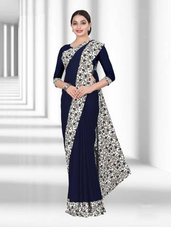 No More Worry For What To Wear At Your Place, Grab This Crepe Silk Fabricated Saree And Blouse Beautified With Prints All Over. This Saree Can Be Used As Uniform At Different Places Like Airports, Hospitals And Hotels. 