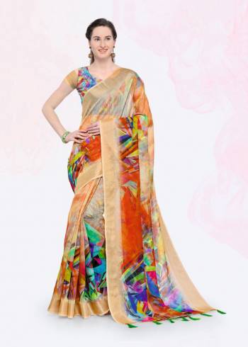 Add This Pretty Saree For Your Semi-Casuals With This Printed Saree Fabricated On Linen Paired With Linen Fabricated Blouse. Its Fabric And Color Ensures Superb Comfort All Day Long. Buy Now.