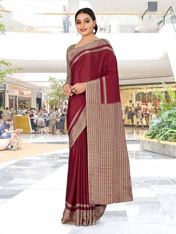 No More Worry For What To Wear At Your Place, Grab This Crepe Silk Fabricated Saree And Blouse Beautified With Prints All Over. This Saree Can Be Used As Uniform At Different Places Like Airports, Hospitals And Hotels.