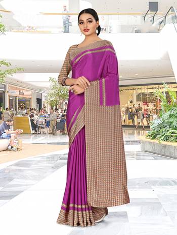 No More Worry For What To Wear At Your Place, Grab This Crepe Silk Fabricated Saree And Blouse Beautified With Prints All Over. This Saree Can Be Used As Uniform At Different Places Like Airports, Hospitals And Hotels.