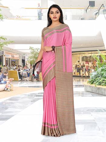 No More Worry For What To Wear At Your Place, Grab This Crepe Silk Fabricated Saree And Blouse Beautified With Prints All Over. This Saree Can Be Used As Uniform At Different Places Like Airports, Hospitals And Hotels.