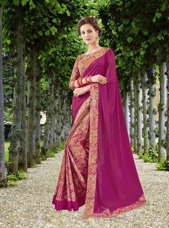 Grab This Pretty Light Weight Saree For Your Semi-Casuals. This Saree And Blouse Are Fabricated On Crepe Silk Beautified With Floral Prints All Over. 