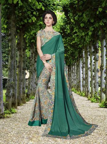 Grab This Pretty Light Weight Saree For Your Semi-Casuals. This Saree And Blouse Are Fabricated On Crepe Silk Beautified With Floral Prints All Over. 