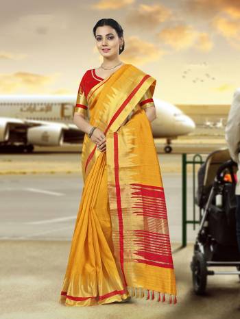 Comfort Is The First Priority When You Go To Your Work Place. So?Keeping Your Comfort In Mind This Weaved Saree Is Designed As A Uniform For Your Work Place. This Saree And Blouse are Fabricated On Cotton Art Silk Beautified With Weave, Which Is Also Light In Weight And Easy To Carry All Day Long