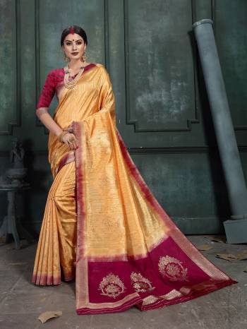 You Will Definitely Earn Lots Of Compliments In This Rich And Elegant Silk Based Saree, This Saree And Blouse are Beautified With Weave Giving It An Attractive Look.