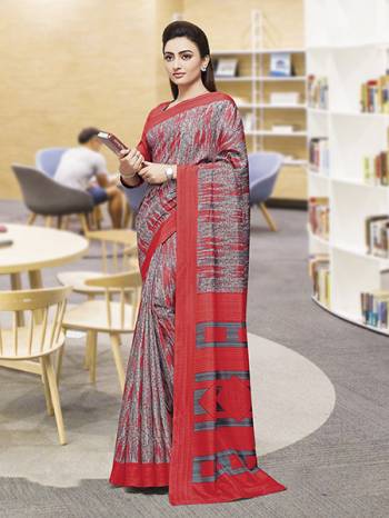 Comfort Is The First Priority When You Go To Your Work Place. So?Keeping Your Comfort In Mind This Printed Saree Is Designed As A Uniform For Your Work Place. This Saree And Blouse are Fabricated On Satin Silk Beautified With Prints Which Is Also Light In Weight And Easy To Carry All Day Long