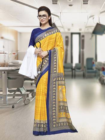 Here Is Very Pretty Printed Saree Fabricated On Satin Silk Paired With Running Blouse, This Pretty Formal Printed Saree Is Best Suitable For Your Work Place As It Is Light Weight And Esnures Superb Comfort All Day Long. Also It Can Be Used As Uniform At Different Places Like Airports, Hospitals And Hotels. Buy Now