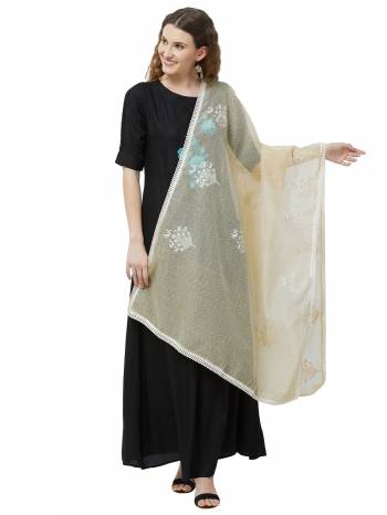 Make A Style Statement This Season With This Beautiful Dupatta In Off-White Color Crafted From Cotton Silk with classy thread work with border. 