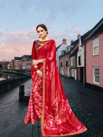 Grab This Pretty Saree In Dark Pink Color Paired With Maroon Colored Blouse. This Beautiful Dark Colored Combination Will Give A Unique Look To Your Personality. This Saree Is Fabricated On Georgette Paired With Art Silk Fabricated Blouse. 