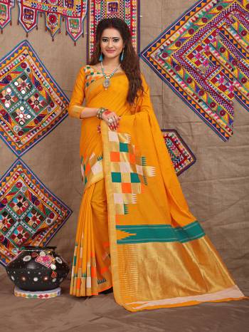 Celebrate This Festive Season With Beauty And Comfort Wearing This Designer Silk Based Saree In Musturd Yellow Color. This Saree Is Fabricated On Jacquard Silk Beautified With Attractive Weave Paired With Art Silk Fabricated Blouse. 